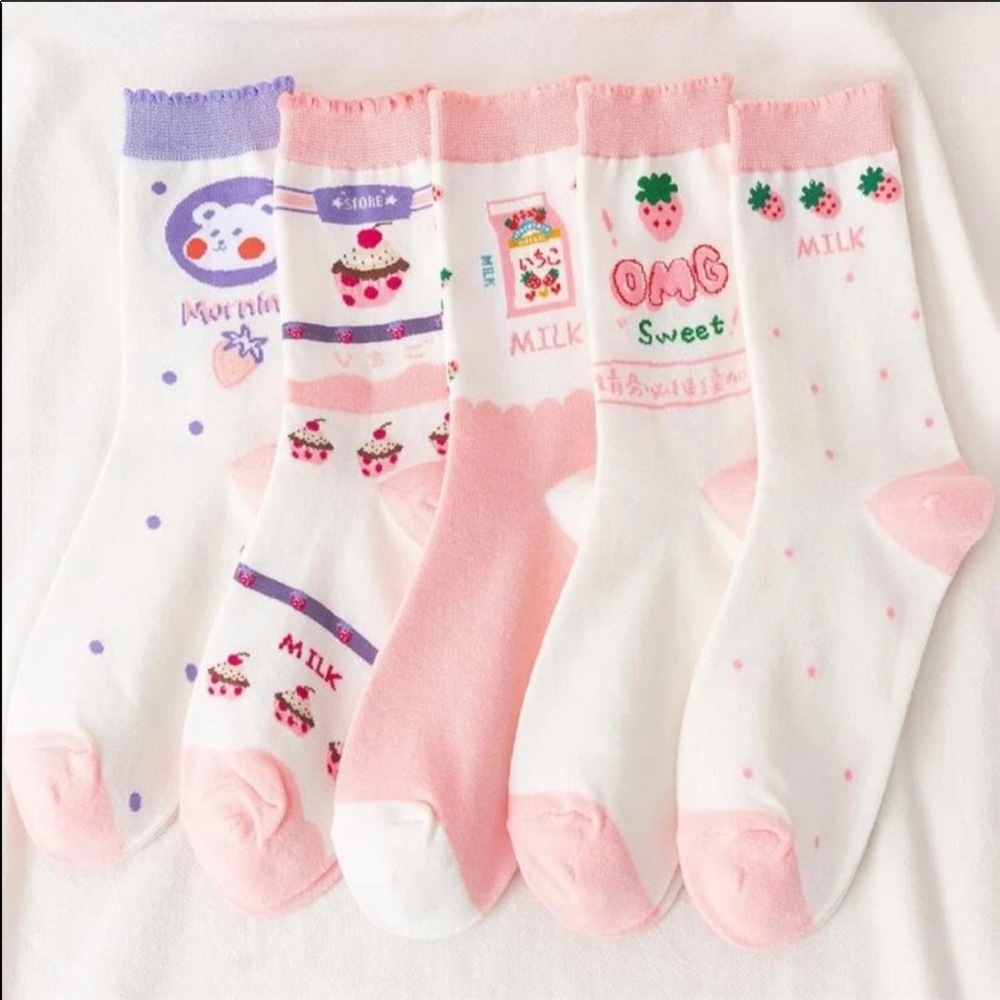 5 pairs Strawberry Milk socks!